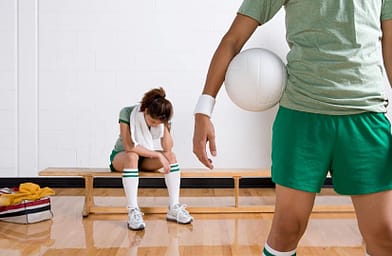 basketball player displays exhaustion