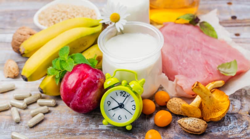 Melatonin rich foods including bananas, plums, fish, nuts