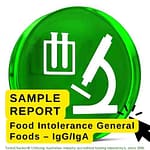 Sample test results for the Food Intolerance – General Foods – IgG/IgA.