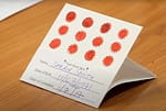 Picture of a used blood spot card.