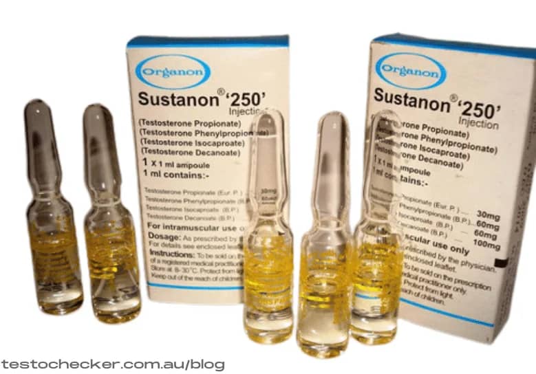 Product image of prescribed Sustanon 250 ineluctable packaging. Not for sale.