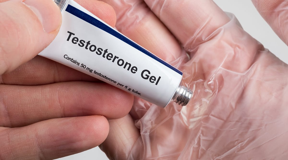 Testosterone Replacement Therapy (TRT) using testosterone gel.