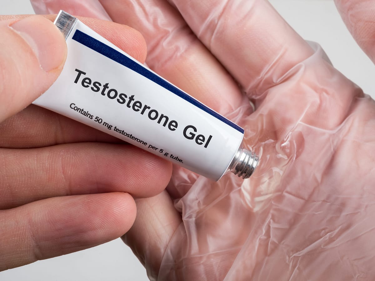 Testosterone Replacement Therapy (TRT) using testosterone gel.