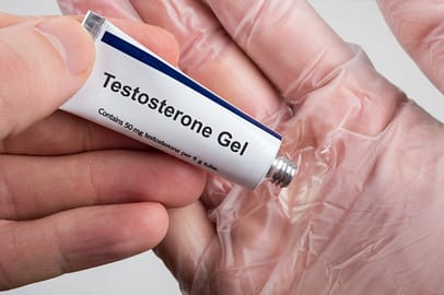 Testosterone Replacement Therapy (TRT) using testosterone gel.